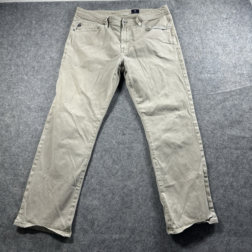 AG Adriano Goldschmied The Graduate Pants Mens 34 Khaki Tan Tailored Leg Stretch